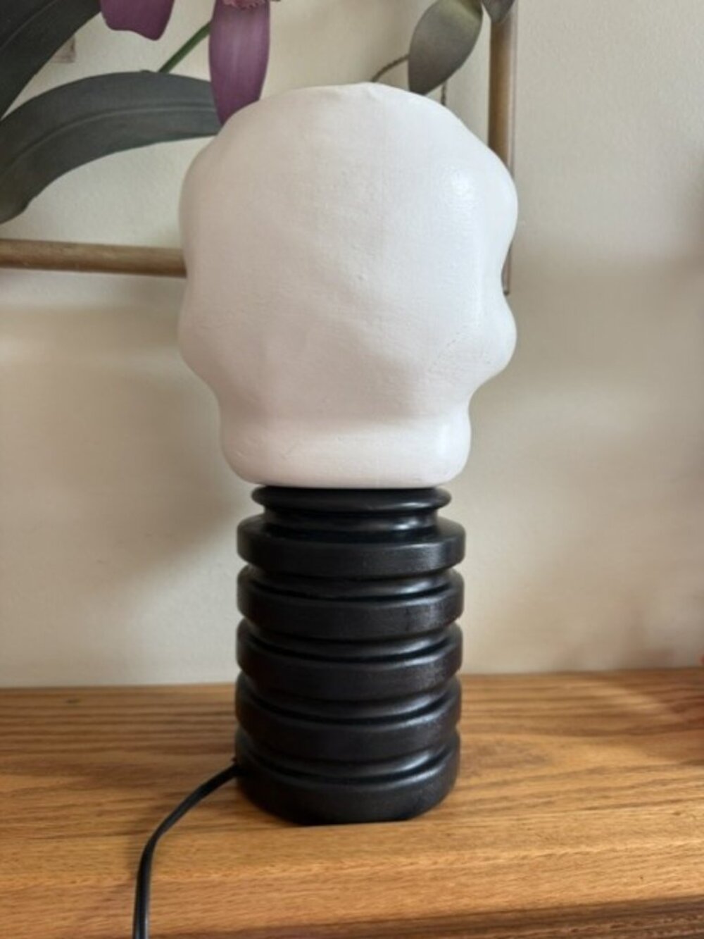 Vintage P.A.C. 1985 Stacked Skull Blow Mold Light Up Halloween Sculpture - Picture 2 of 8